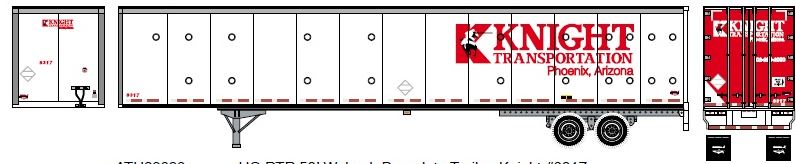 Athearn HO RTR 53' Duraplate Trailer, Knight #5888 - ATH29829