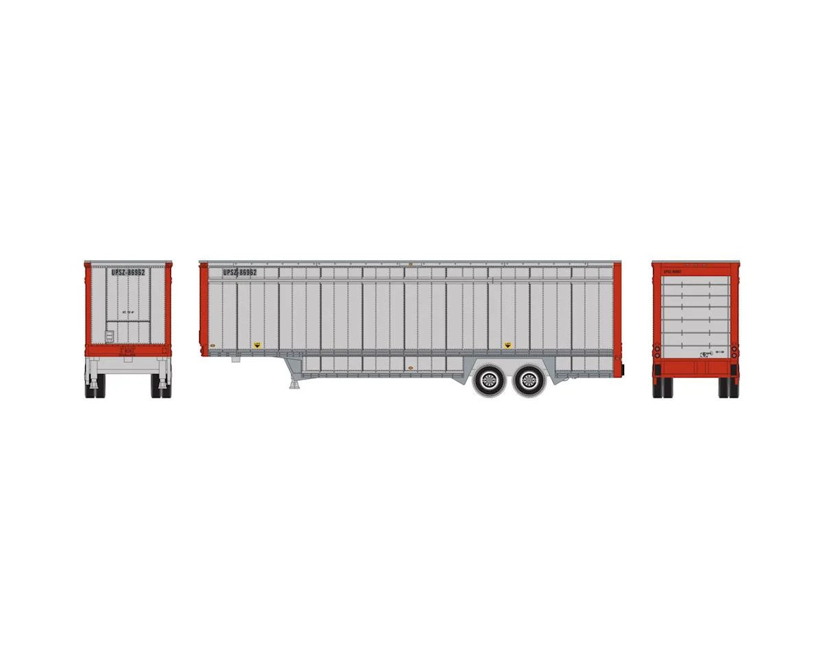 Athearn N 40' Drop Sill Parcel Trailer,UPS/Red Ends #86962 - ATH6900