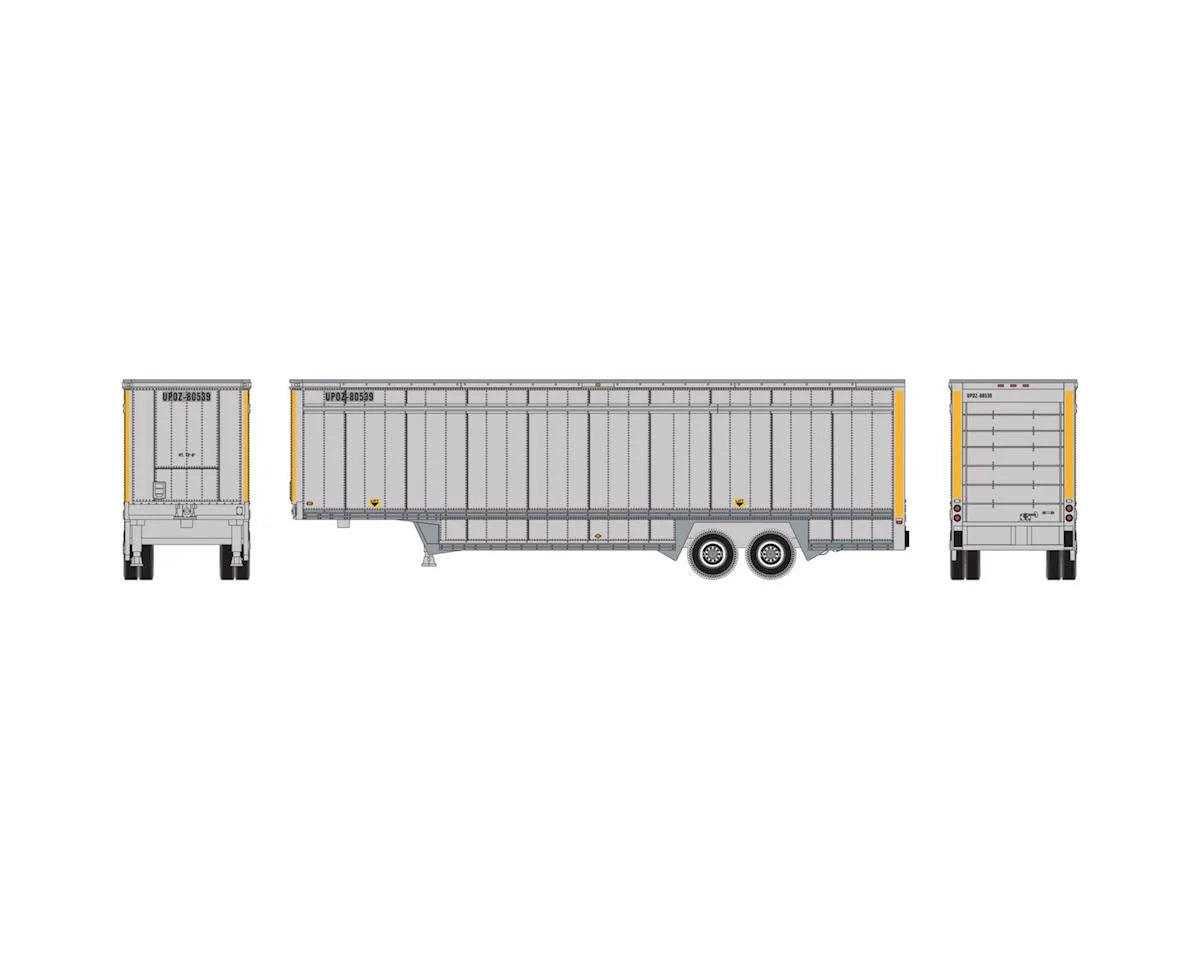 Athearn N 40' Drop Sill Parcel Trailer,UPS/Yellow Stripe#2 - ATH6905