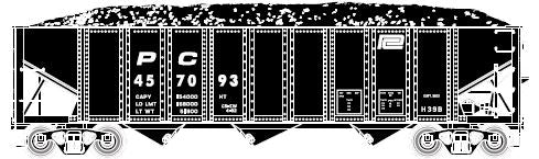 Athearn HO RTR 40' 3-Bay Ribbed Hopper w/Load, PC #457093 - ATH70270