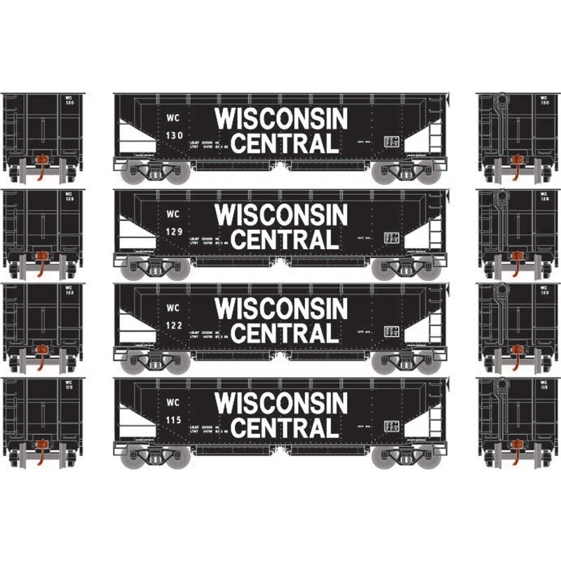 Athearn HO RTR 40' Offset Ballast Hopper w/Load, WC #1 (4) - ATH7077