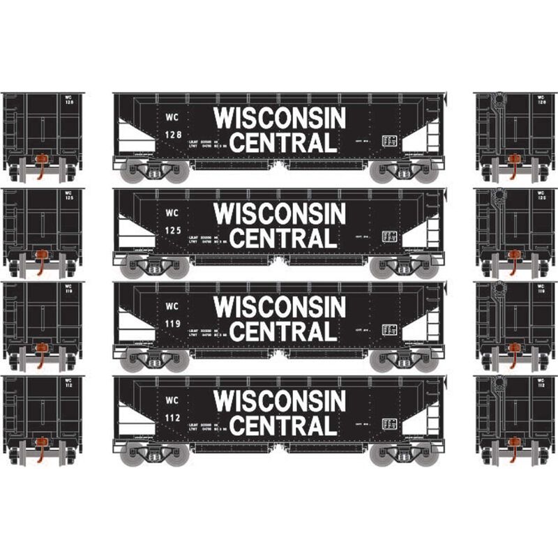 Athearn HO RTR 40' Offset Ballast Hopper w/Load, WC #2 (4) - ATH7078