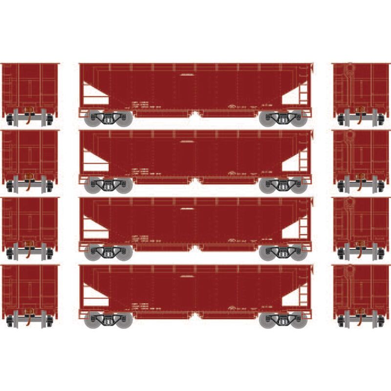 Athearn HO RTR 40' Offset Hopper w/Load,Data/Brown No# (4) - ATH7092