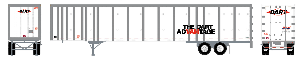 Athearn HO RTR 53'Wabash Plate Trailr,Dart Advantage#27219 - ATH72603