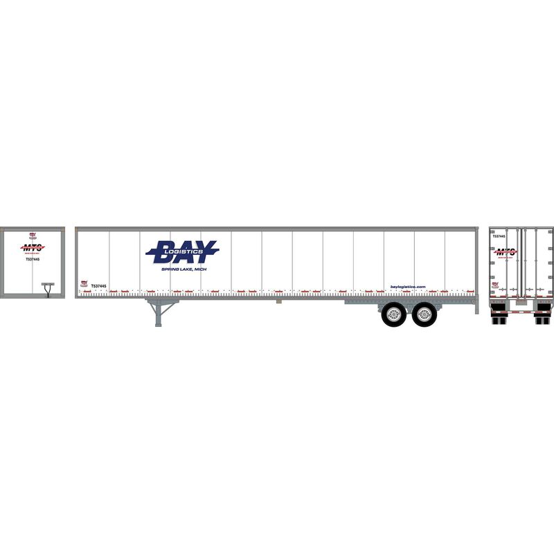 Athearn HO RTR 53' Wabash Plate Trailer, Bay Logistics #3 - ATH72806