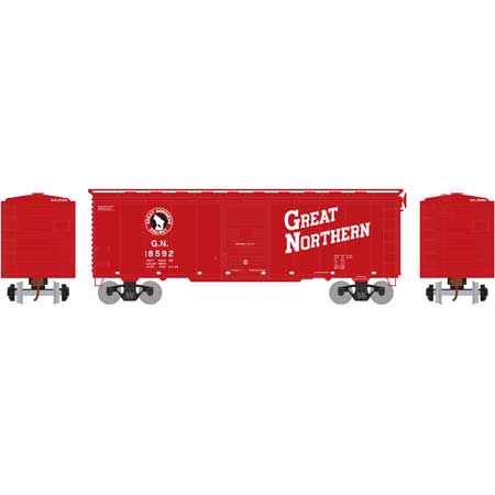 Athearn HO RTR 40' Youngstown Door Box, GN/Red #18592 - ATH73703