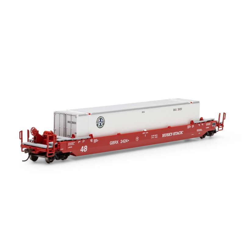 Athearn HO 48' Husky Stack Well,GBRX/48' BNSF #2424-280281 - ATH7439