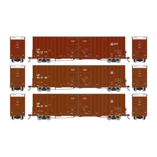Athearn HO RTR 60' DD Hi-Cube Box, UP/Building America (3) - ATH75129