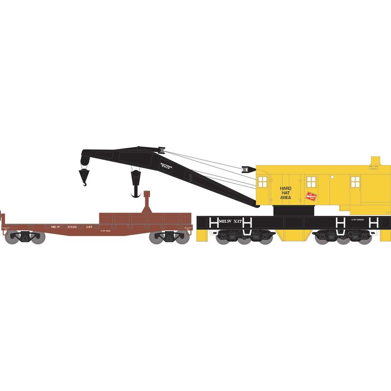 Athearn HO 200T Crane / Tender, Milwaukee Road #X17 / 922145