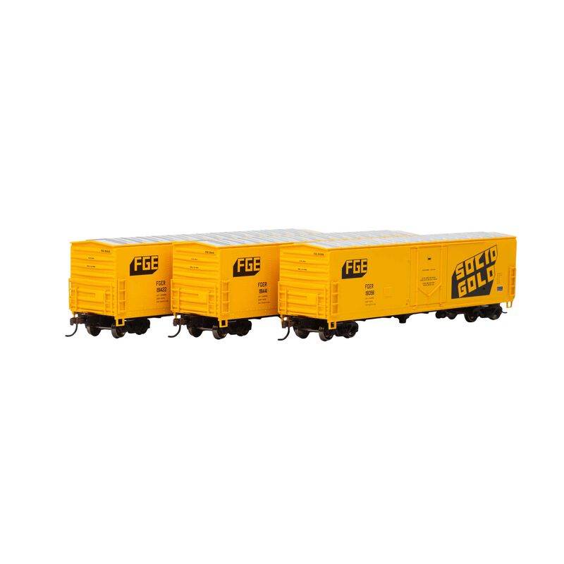 Athearn HO RTR 50' Youngstown PD Box, FGER/Solid Gold (3) - ATH76139