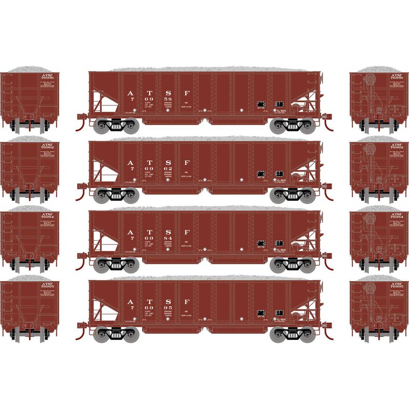 HO 40' Ribbed 3-Bay Ballast Hopper, ATSF #1(4)