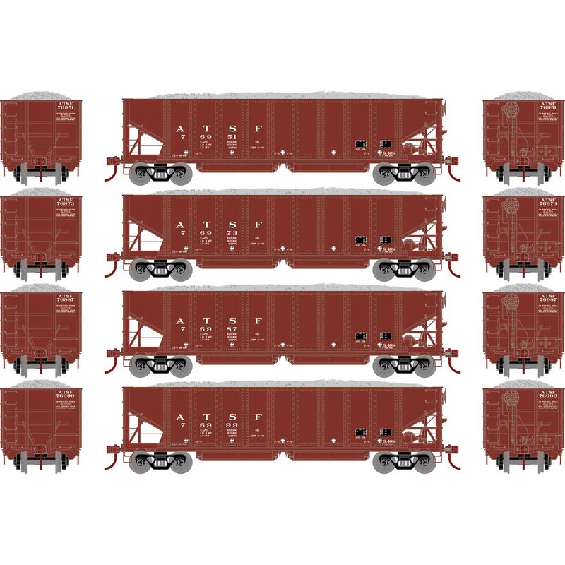 HO 40' Ribbed 3-Bay Ballast Hopper, ATSF #2(4)