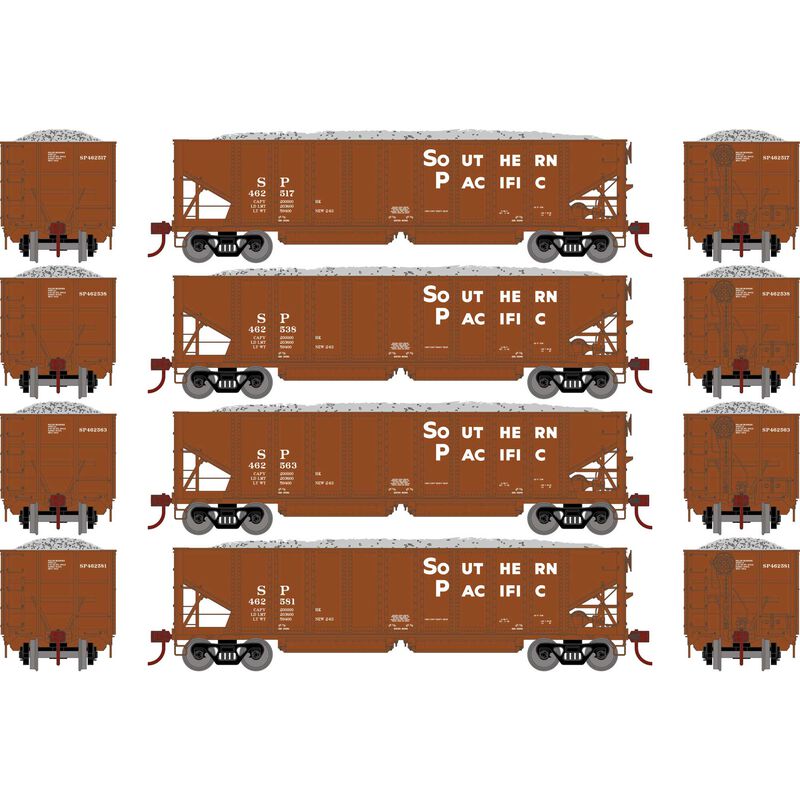 HO 40' Ribbed 3-Bay Ballast Hopper, SP #1 (4)