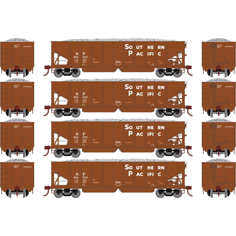 HO 40' Ribbed 3-Bay Ballast Hopper, SP #2 (4)