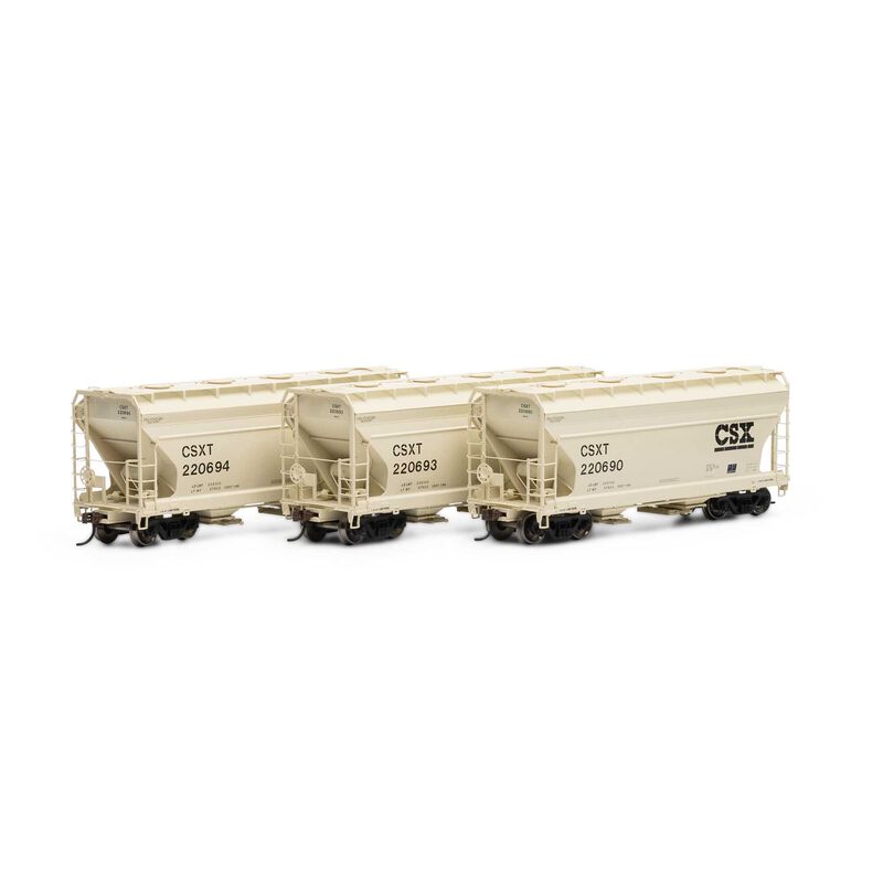 Athearn - HO ACF 2970 Covered Hopper, CSXT (3) - ATH81055