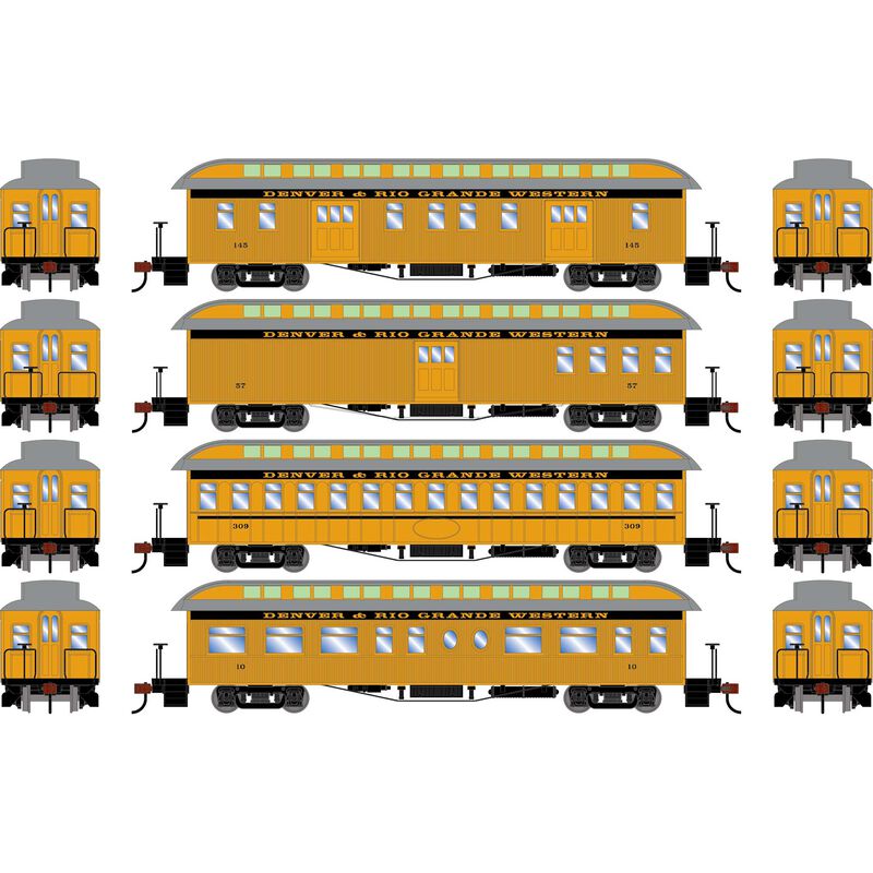 Athearn HO 50' Old Time Overland Passenger Set,D&RGW#1 (4)