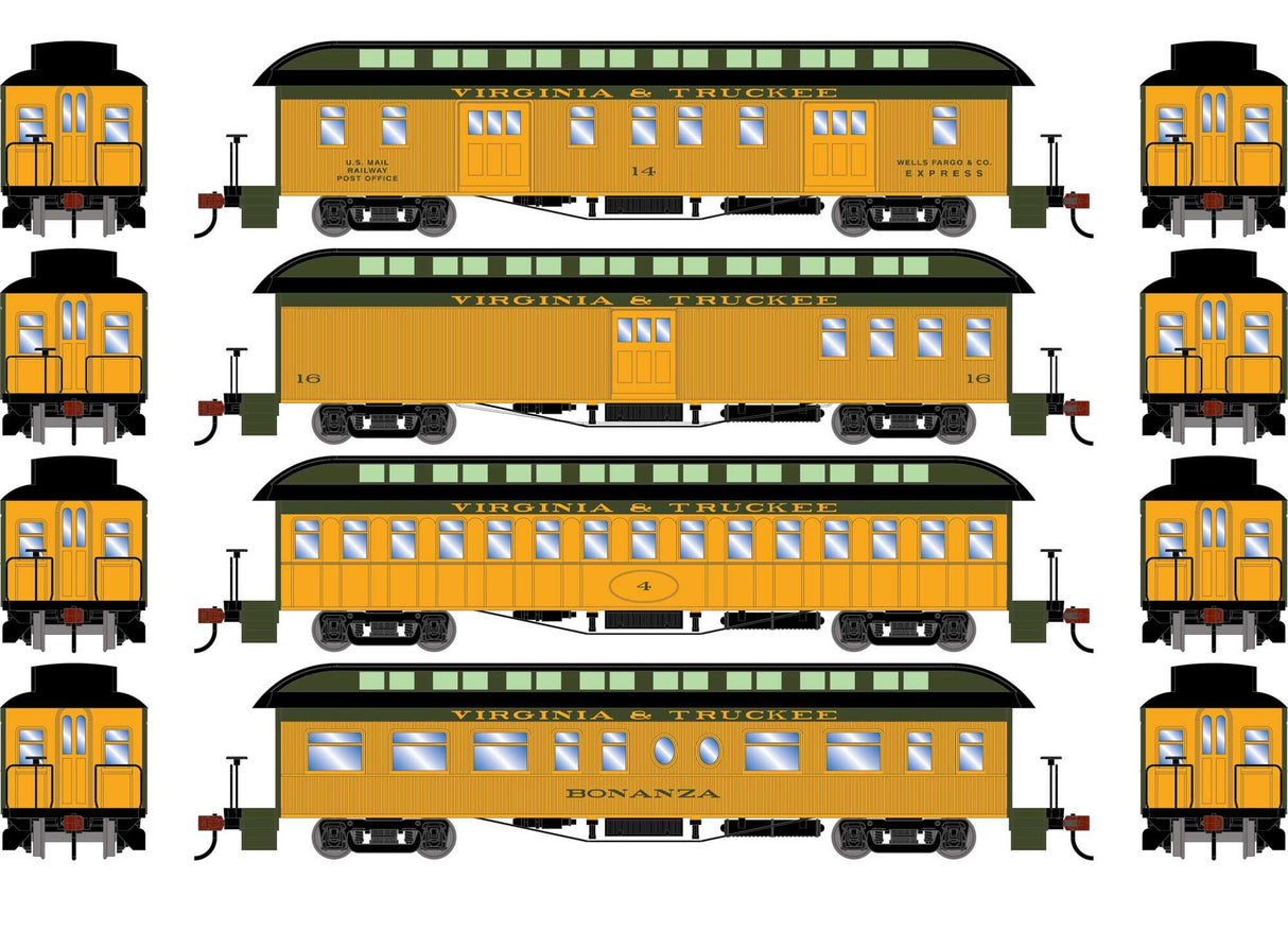 Athearn HO 50' Old Time Overland Passenger Set, V&T #1 (4)