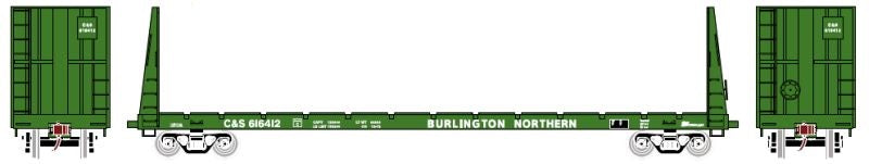 Athearn HO RTR 60' Bulkhead Flat, BN/C&S #616427 - ATH87719