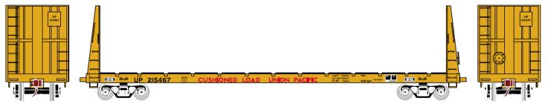 Athearn HO RTR 60' Bulkhead Flat, UP #215562 - ATH87741