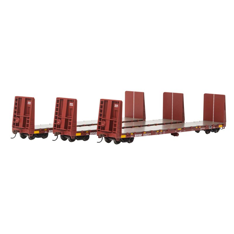 Athearn HO RTR 60' Bulkhead Flat, BNSF/Early (3) - ATH90544