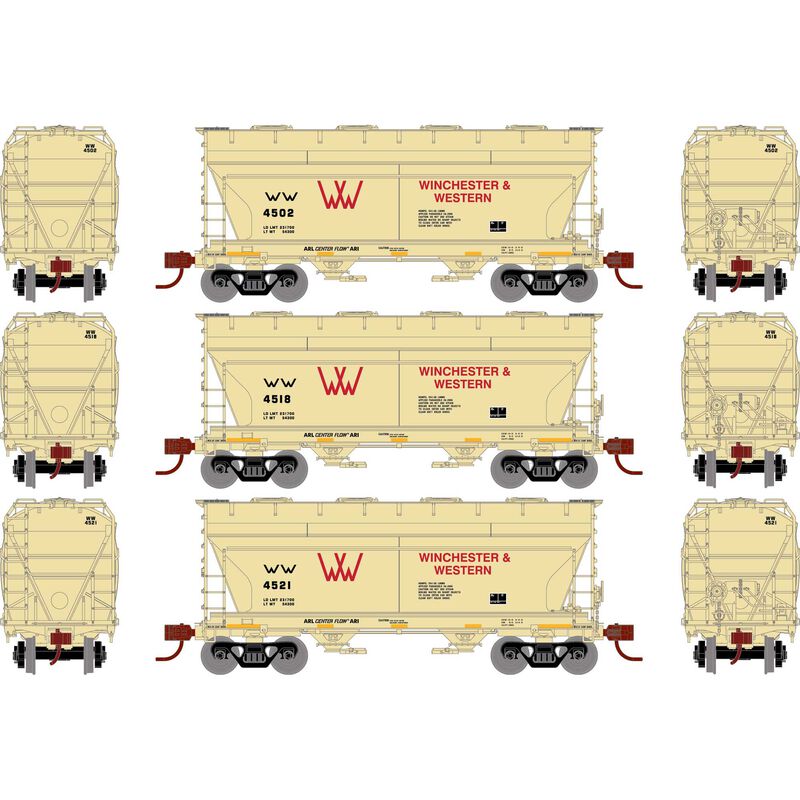 Athearn HO RTR ACF 2970 Covered Hopper, W&W (3) - ATH93465