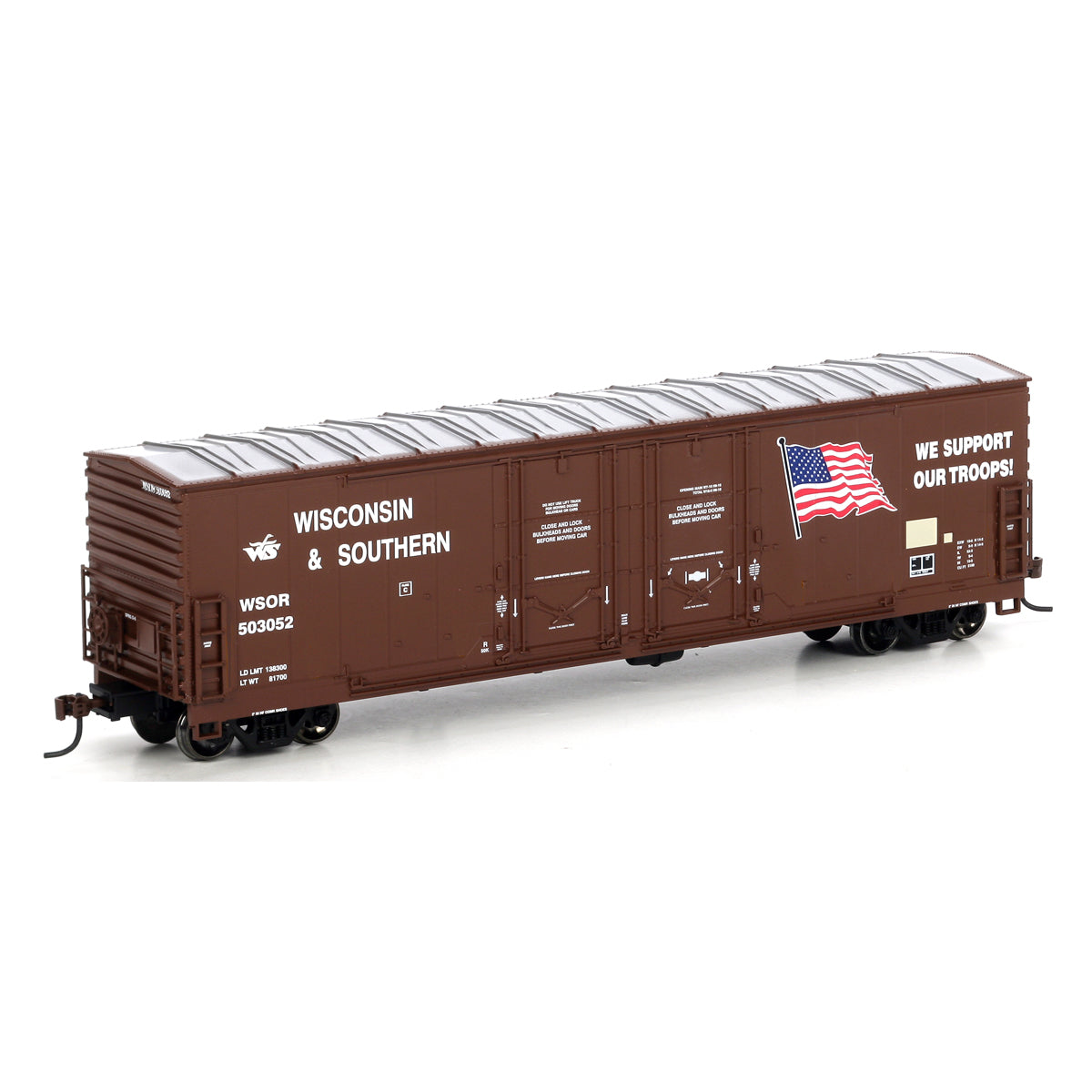 Athearn HO RTR 50' DD Plug Box, WSOR/Support Our Troops - ATH96921