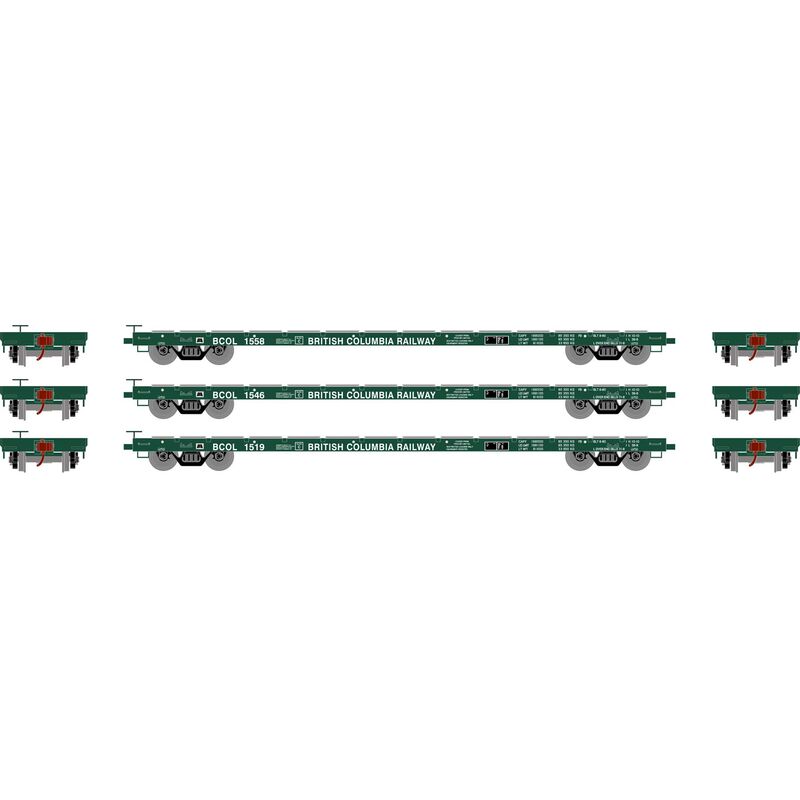 Athearn HO RTR 60' Flat Car, BCOL (3) - ATH97080