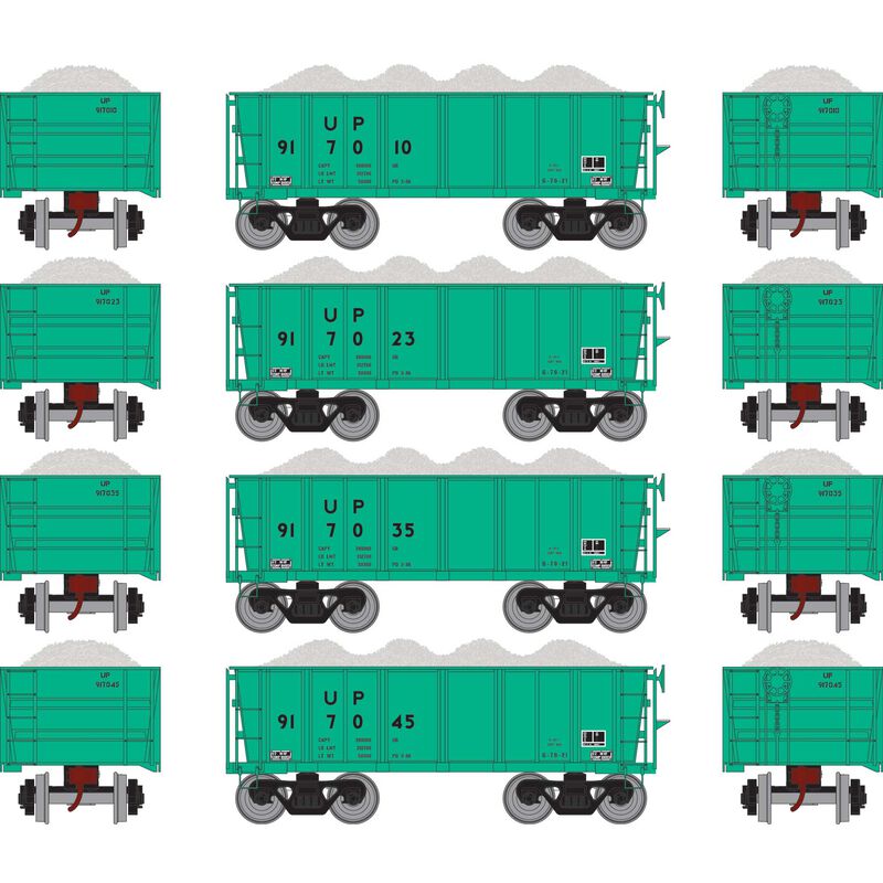 Athearn HO RTR 26' Ore Car Low Side w/Load, UP/MOW #2 (4) - ATH97965