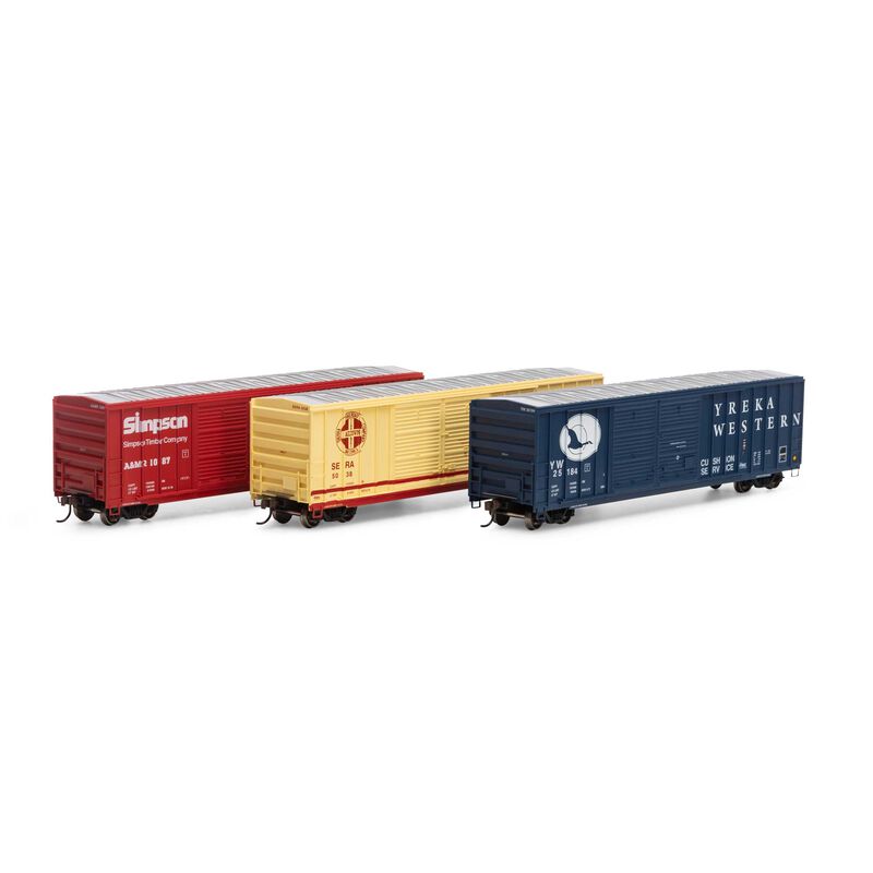 Athearn HO RTR 50' FMC Offset DD Box,Asst A&MR/SERA/YW (3) - ATH98519