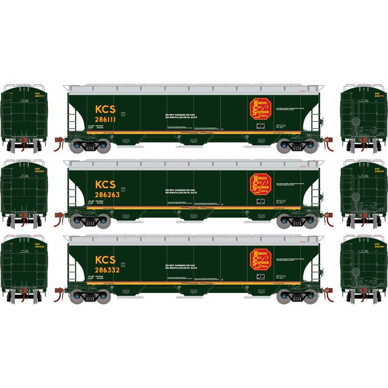 Athean Genesis HO Trinity 5161 Covered Hopper, KCS #286111/286263/286332 (3)