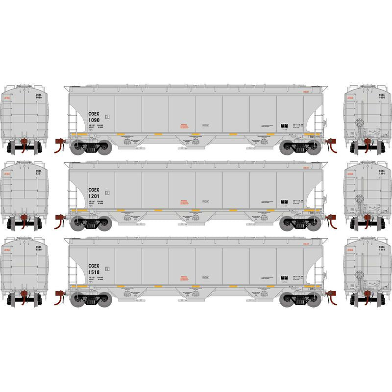 Athean Genesis HO Trinity 5161 Covered Hopper, CGEX #1090/1201/1518 (3)