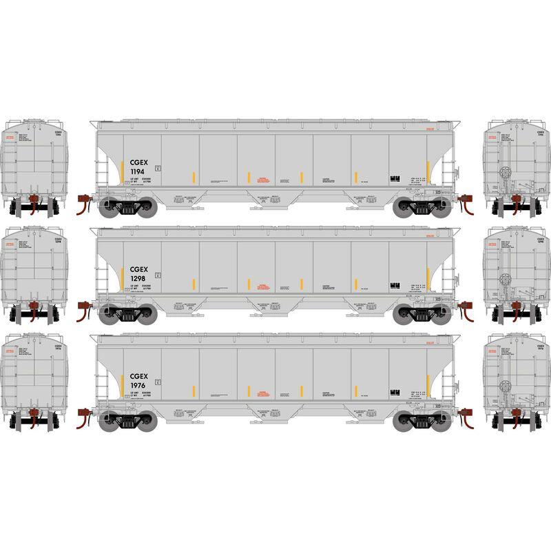 Athean Genesis HO Trinity 5161 Covered Hopper, CGEX #1194/1298/1976 (3)