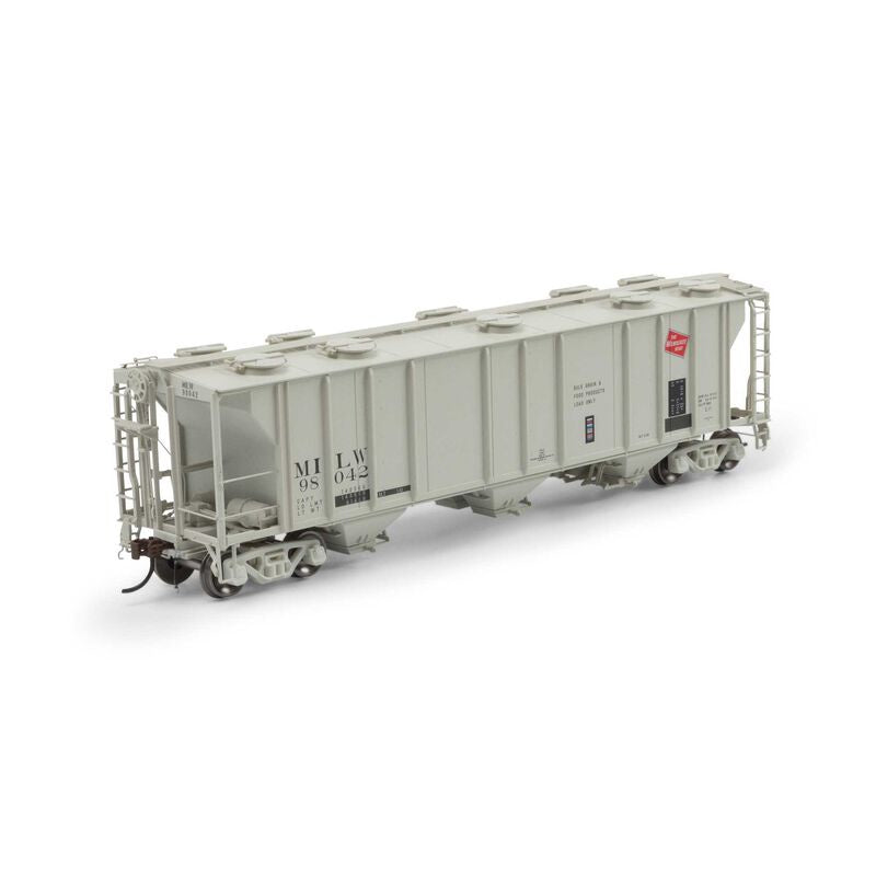 Athearn Genesis HO PS-2 2893 3-Bay Covered Hopper, MILW Primed For Grime #98042