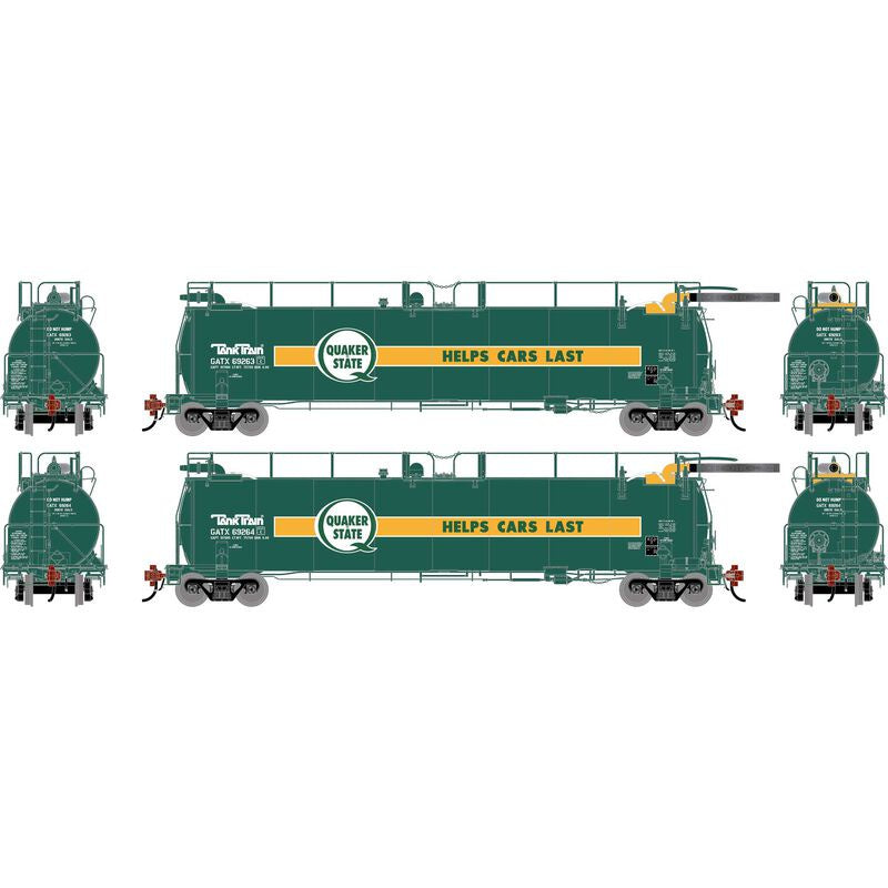 Athearn Genesis HO TankTrain Intermediate, GATX Quaker State #69263/69264 (2)