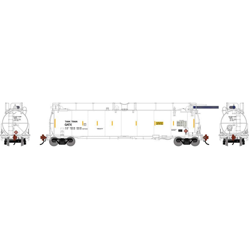 Athearn Genesis HO TankTrain Intermediate, GATX White Unnumbered