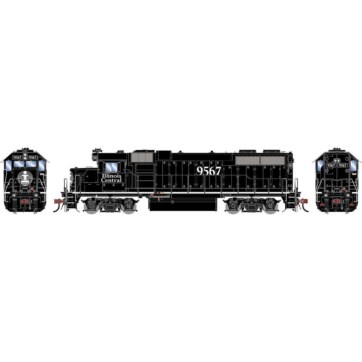 Athearn Genesis HO GP38-2 Locomotive, Illionois Central (IC) #9567