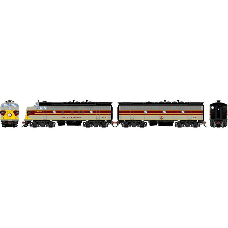 Athearn Genesis HO F3A/F7B Locomotive, Erie Lackawanna (EL) 'Freight' F3A- #7104 F7B- #6332