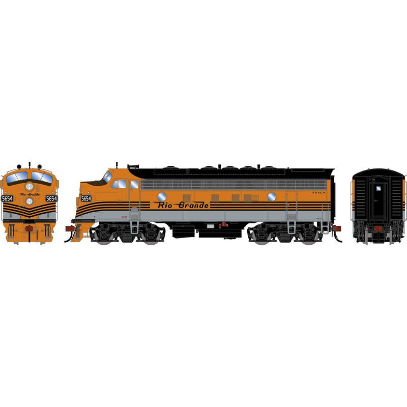 Athearn Genesis HO F7A Locomotive w/DCC & Sound, Denver & Rio Grande Western (D&RGW) 'Aspen/Silver/Four Stripe' #5654