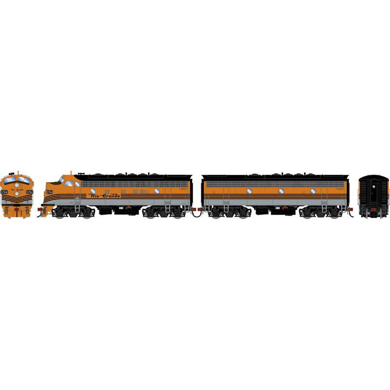 Athearn Genesis HO F7A/F7B Locomotivew/DCC & Sound, Denver & Rio Grande Western (D&RGW) 'Aspen/Silver/Four Stripe' F7A- #5764 F7B- #5723