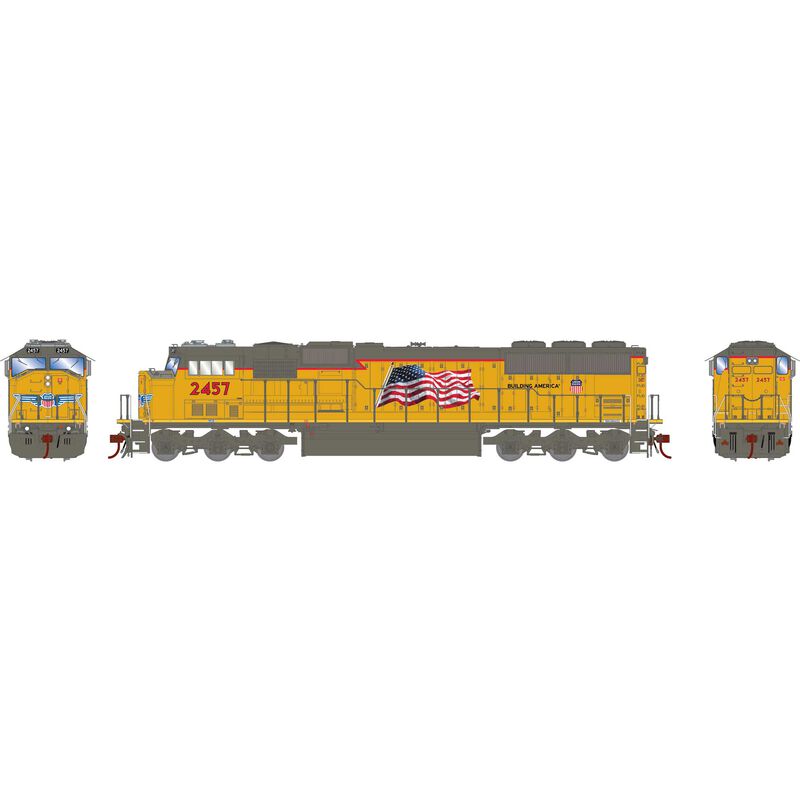 Athearn Genesis HO SD60M w/DCC & Sound, UP/Yellow Sill/Flag #2457 - ATHG8523