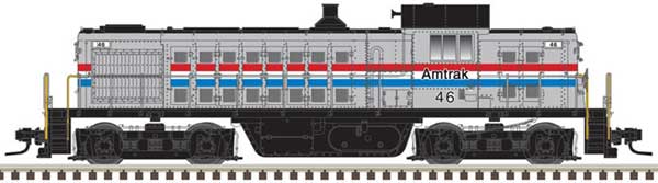 Atlas HO Alco RS1 - Standard DC - Classic Silver -- Amtrak 47 (Phase III, silver, equal red, white, blue Stripes)