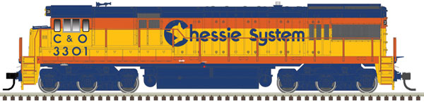 Atlas HO U30C Phase I - Standard DC - Master(R) Silver -- Chessie System C&O 3300 (yellow, blue, vermillion)