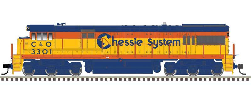 Atlas HO U30C Phase I - Standard DC - Master(R) Silver -- Chessie System C&O 3301 (yellow, blue, vermillion)