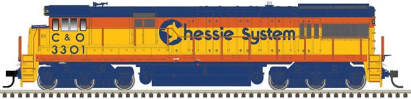 Atlas HO U30C Phase I - Standard DC - Master(R) Silver -- Chessie System C&O 3302 (yellow, blue, vermillion)