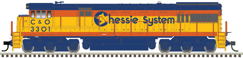 Atlas HO U30C Phase I - LokSound and DCC - Master(R) Gold -- Chessie System C&O 3302 (yellow, blue, vermillion)