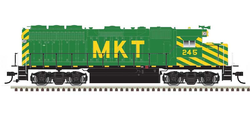 Atlas EMD GP40 - Standard DC - Master(R) Silver -- Missouri-Kansas-Texas 239 (green, yellow) - ATL10004009
