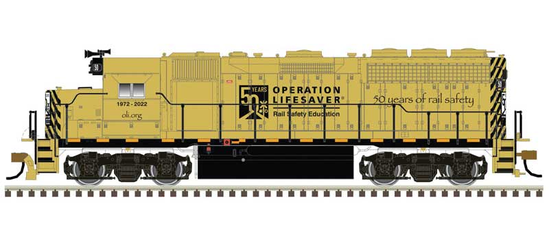 Atlas EMD GP40 with Ditch Lights - Standard DC - Master(R) Silver -- Operation Lifesaver 50th Anniversary (gold) - ATL10004050