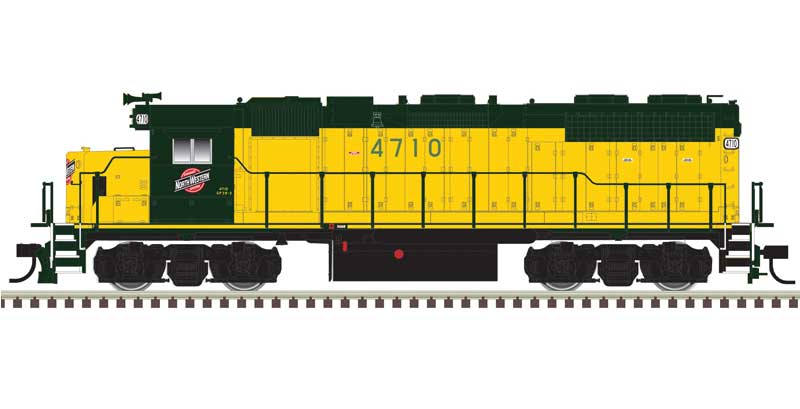 Atlas HO EMD GP38 Low Nose - Standard DC - Master(R) Silver -- Chicago & North Western #4704 (yellow, green)
