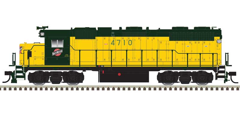 Atlas HO EMD GP38 Low Nose - Standard DC - Master(R) Silver -- Chicago & North Western #4710 (yellow, green)