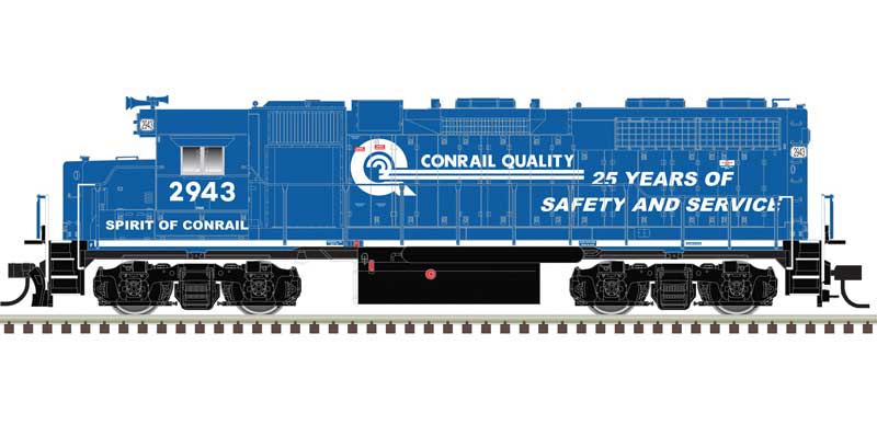 Atlas HO EMD GP38 Low Nose w/Ditch Lights - Standard DC - Master(R) Silver -- Conrail #2943 (blue, white, Spirit of Conrail)